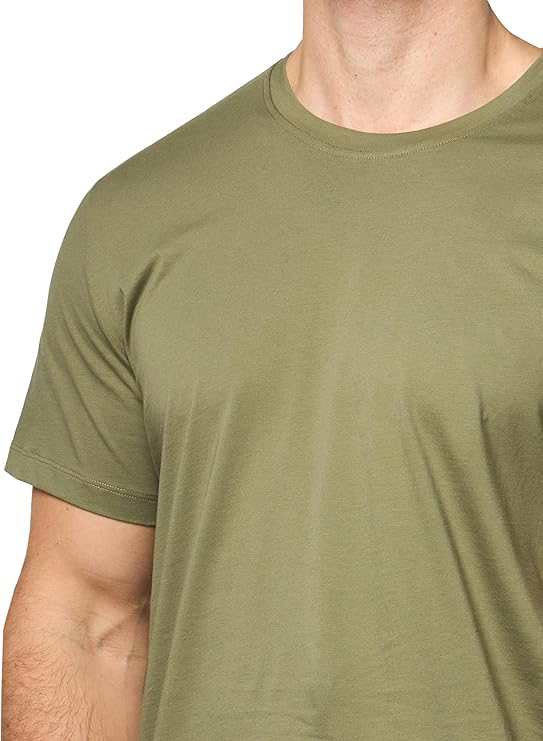 Men's Mix&Match Crewneck Cotton Lounge T-Shirt-Tea Green - Image 2