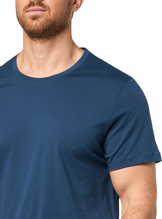 Men's Mix&Match Crewneck Cotton Lounge T-Shirt-Peacock Blue - Image 2